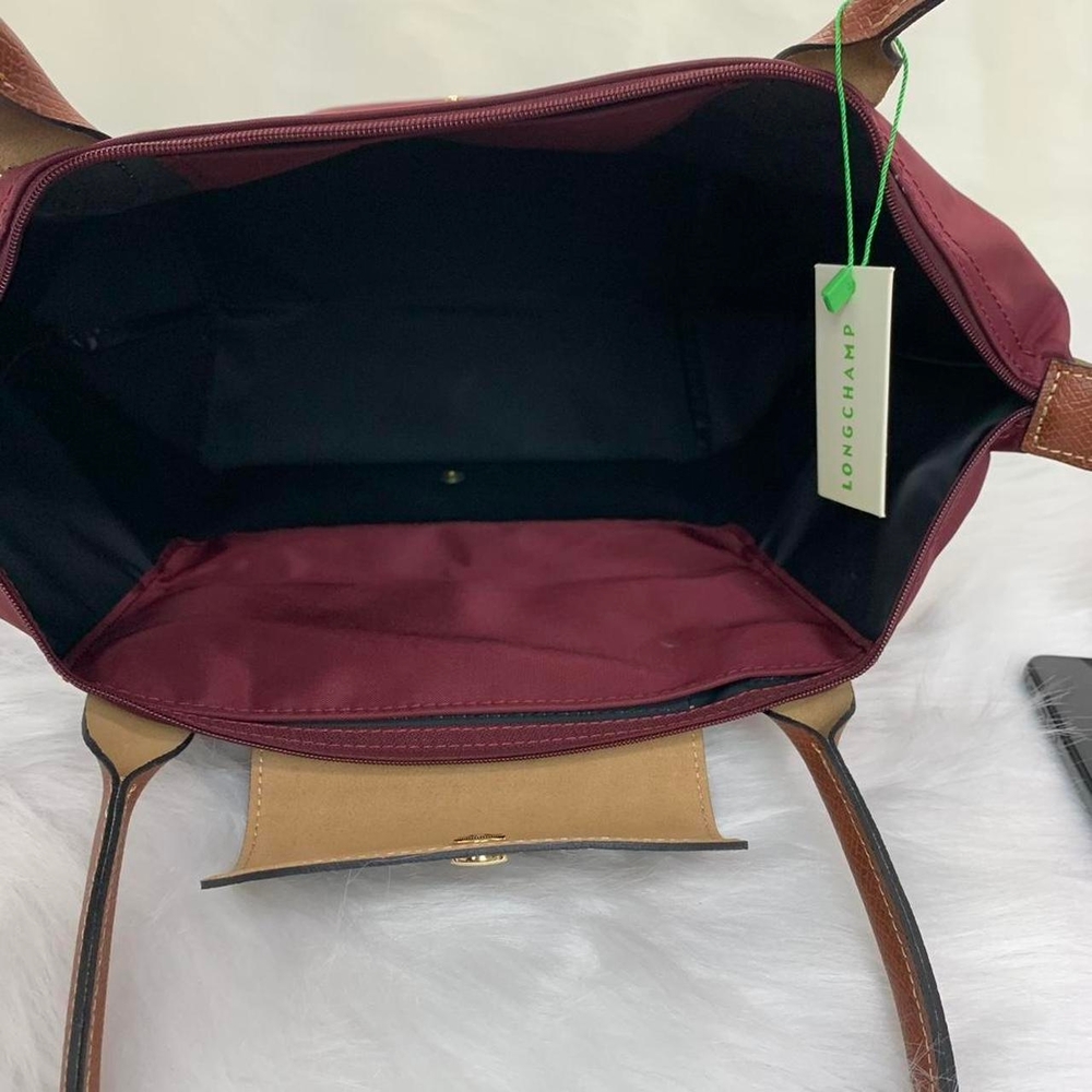 NWT Longchamp Le Pliage Original Burgundy Medium Handbag Canvas Shoulder Tote M - Picture 6 of 7